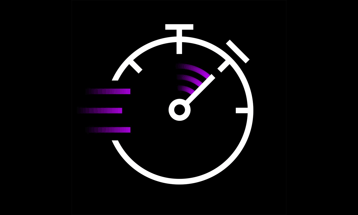 Animated timer in purple and white with motion blur